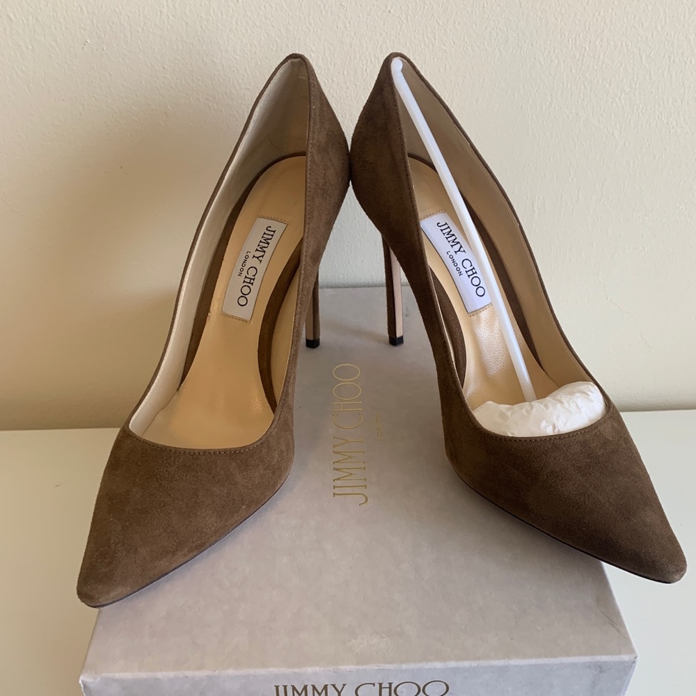 Jimmy Choo Romy 100 khaki brown pumps